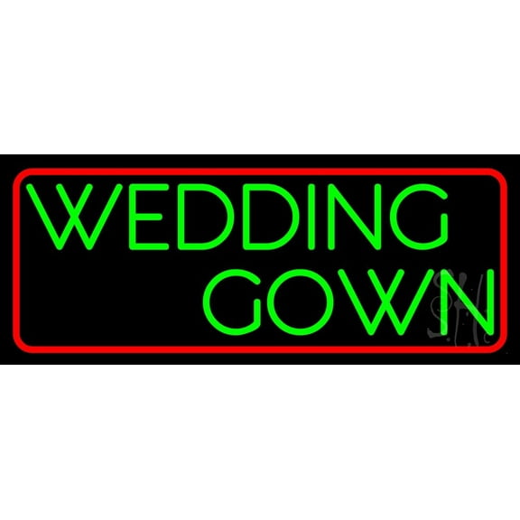 Wedding Gown LED Neon Sign 13" Tall x 32" Wide - inches, Black Square Cut Acrylic Backing, with Dimmer - Premium built indoor Sign for Storefront, Store interior, Studio.