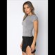 thumbnail image 4 of Camisetas Básicas para Mujer, Top Corto Ajustado de Corta, Camisetas Ajustadas para Salir, Ropa de Verano, Tops. Gris L, 4 of 10