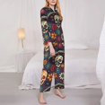 thumbnail image 3 of Fotbe Skulls and Flowers Conjunto de Pijama de Manga Larga para Mujer con Estampado, Ropa de Dormir de 2 Piezas, Conjunto de Casa Suave y Cómodo con Bolsillos-X-Large, 3 of 7