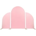 thumbnail image 6 of ToppiJoy 3PCS Metal Wedding Backdrop with Fabric Cover, Wedding Arch Floral Balloon Stand for Birthday Party Baby Shower Decoration (Gold, Pink), 6 of 28