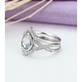thumbnail image 4 of HeartsAndYou 2.3ct Natural Pear Aquamarine Diamond Ring Curved Bridal Set 14k REAL White Gold, 4 of 9