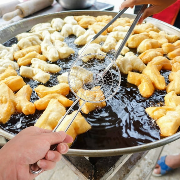 GOOHOCHY  Strainer Noodle Kitchen Spider Stainless Fine Mesh Filter Silver