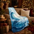thumbnail image 3 of Rolling Blue Ocean Wave with White Foam Crest, Coastal Surf Art for Beach Lovers, Birthday Gift, Soft Flannel Blanket for Bedroom and Lounge, Fresh Ocean Home Decor, 3 of 9