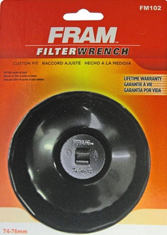 FRAM FM 102 Oil Filter Cap Wrench, 74mm - 76mm, 15 Flutes Square Drive