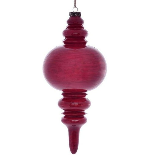Vickerman MC197503 13 in. Red Wood Grain Finial Ornament