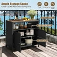 thumbnail image 6 of Costway Patio Rattan Storage Cabinet with Acacia Wood Countertop Open Shelf 2 Door Cabinet Black, 6 of 10