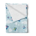 thumbnail image 2 of Plane Soft Flannel Fleece Blanket, Cartoon Style Sky with Airplanes and Clouds Swirls Scrapbook Design Pattern, Cozy Plush for Indoor and Outdoor Use, 50" x 70", Baby Blue White Pink, by Ambesonne, 2 of 5