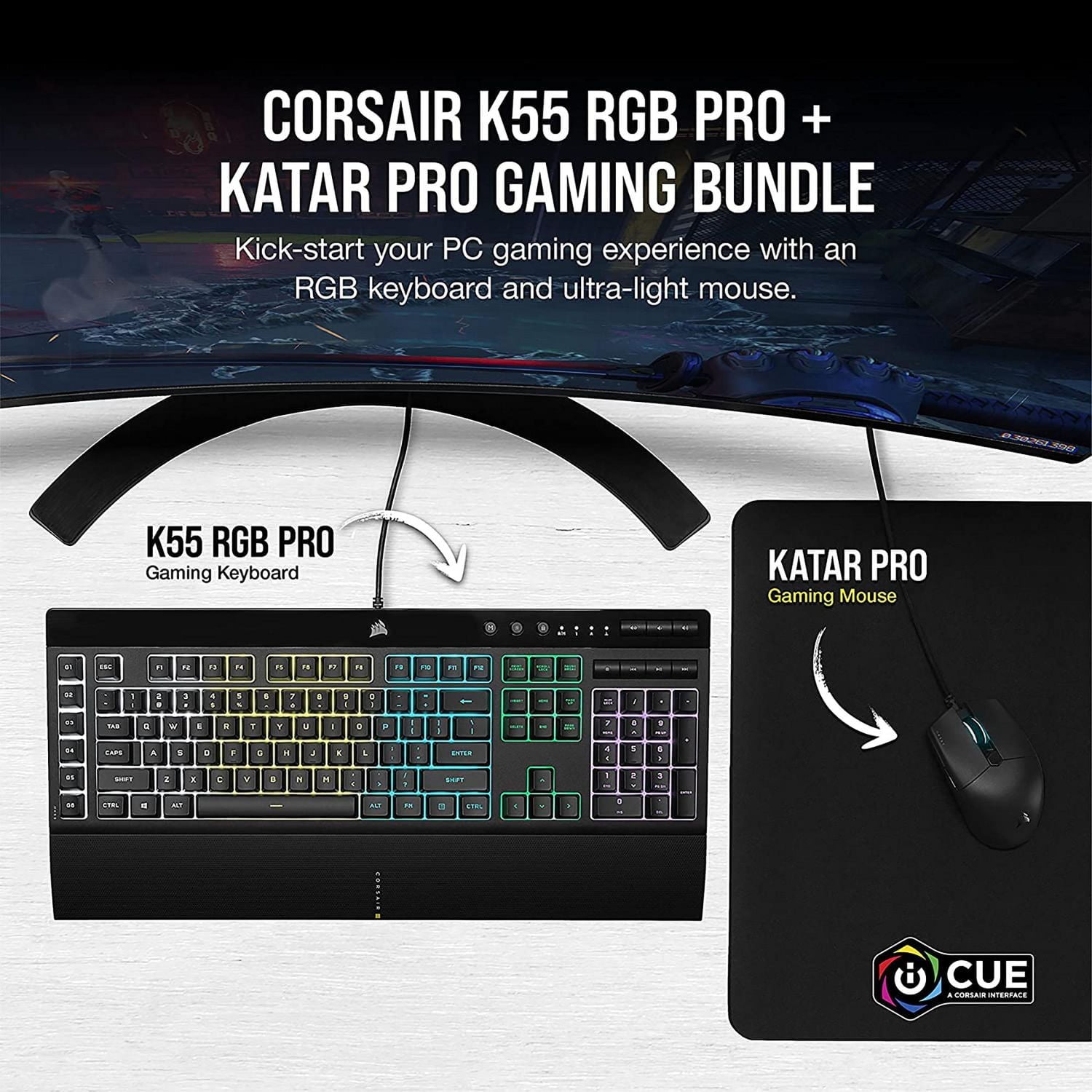 Corsair K55 RGB PRO + KATAR PRO Gaming Bundle