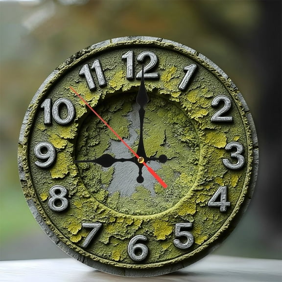 Vintage Distressed Metal Wall Clock 10-Inch Silent Wooden Wall Clock, Battery Operated (AA Batteries Not Included), Artistic Home Decor