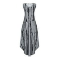 thumbnail image 5 of Dazajoo Plus Size Beach Sun Dresses for Women 2025 Vacation Sleeveless V Neck Midi Dress Summer Flowy Baggy Dress,Gray,XXL, 5 of 9
