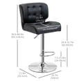 thumbnail image 3 of HOMCOM Bar Stools Set of 2, Adjustable Height Barstools, Faux Leather Swivel Bar Chairs with 5.1" Thick Padded, Footrest for Kitchen Counter, Home Bar, Black, 3 of 10