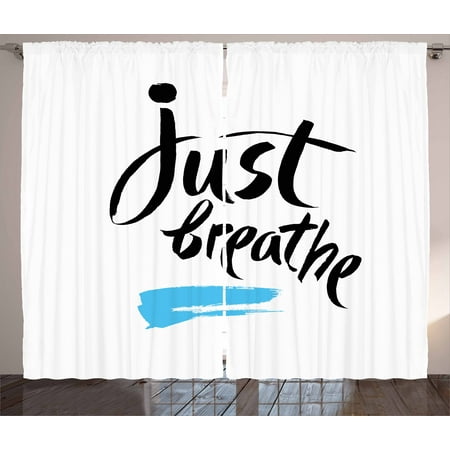 Just Breathe Curtains 2 Panels Set Inspirational Quote
