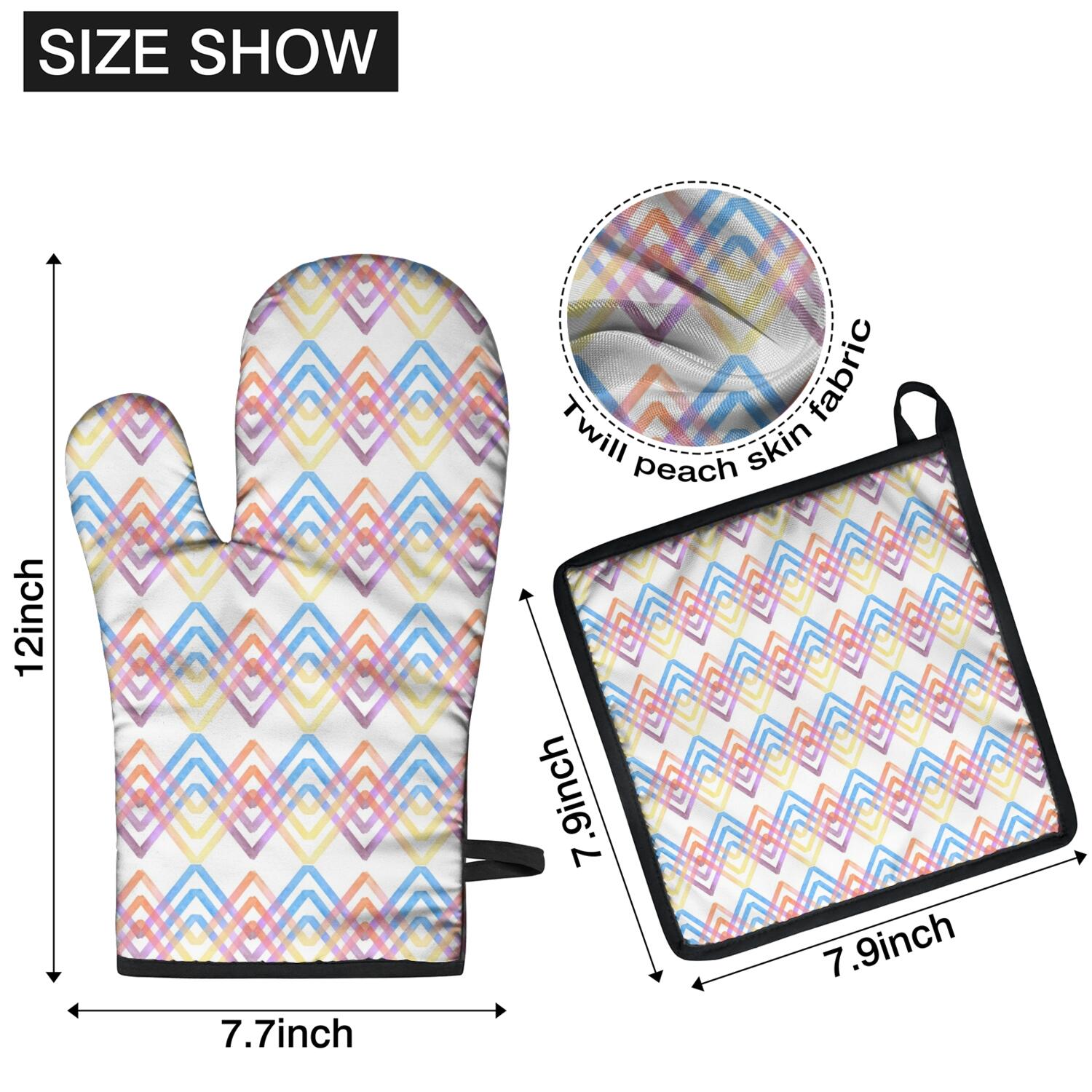 Oven Mitts and Pot Holders Set Of 4, Heat Resistant Kitchen Gloves with Non-Slip Grip, Hanging Loop, Soft Cotton Lining for Baking, Cooking, Grilling, Barbecue