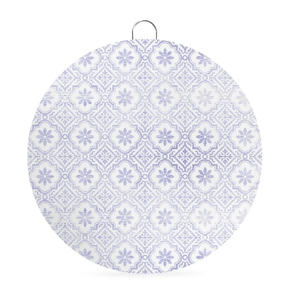 Welcome Sign for Front Door, Lavender Purple Petals Round Metal Wall Art Wreaths, Abstract Floral Grids Mediterranean Outdoor Indoor Wall Hanging Sign for Porch Decor Housewarming Gifts 7.9 Inch