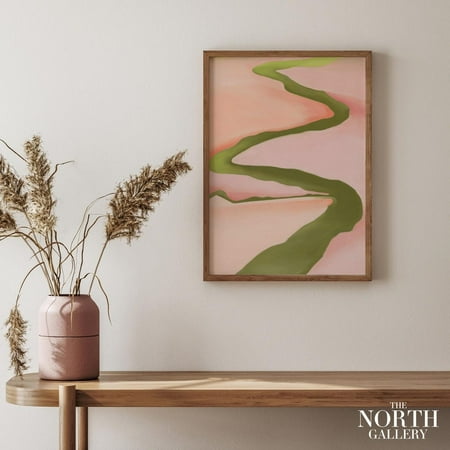 PosterArt Georgia O'Keeffe Print, Pink & Green Landscape poster, Modern Art, Gallery Wall Art, Housewarming Gif, Size 8x12 UNFFRAMED