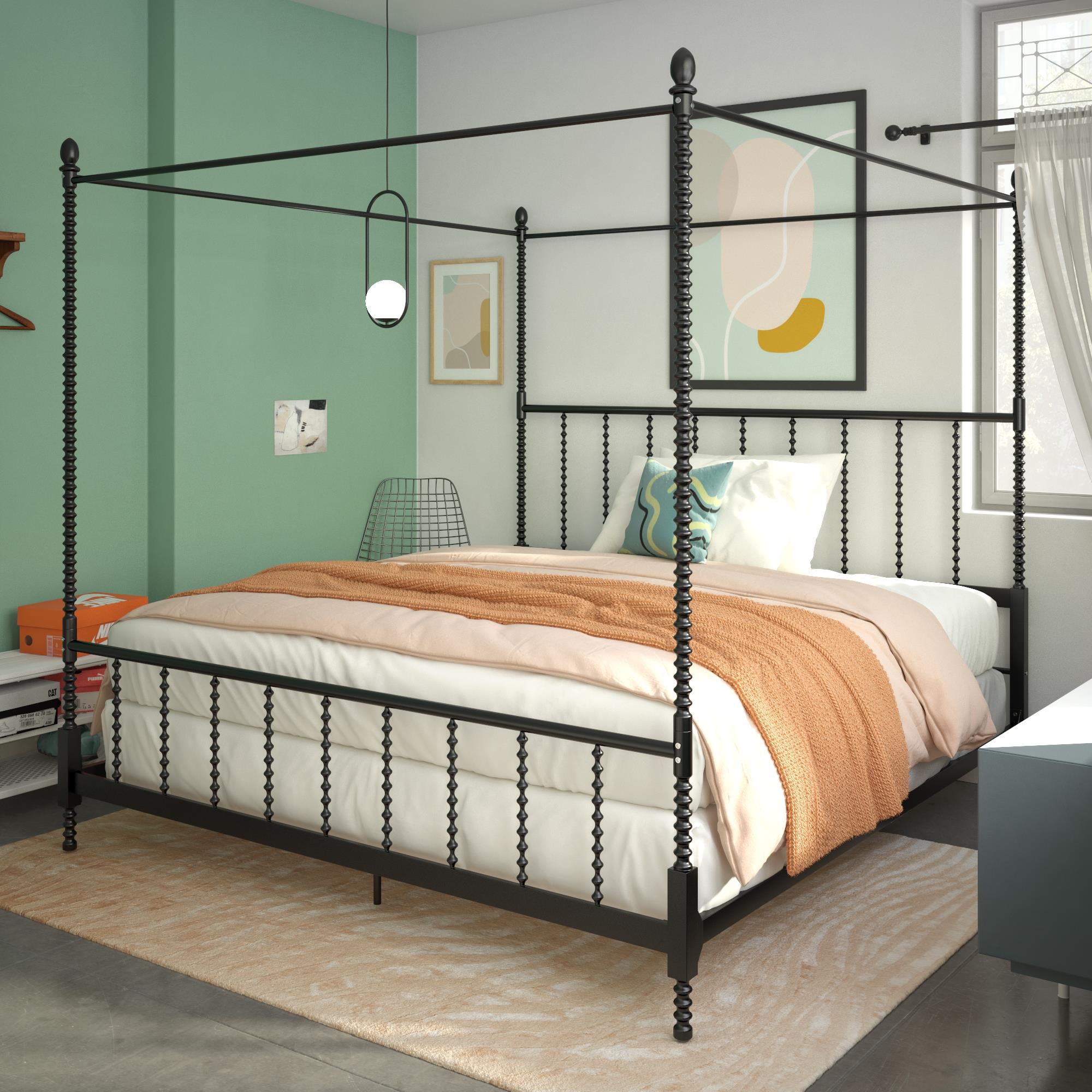 DHP Anika Metal Canopy Bed, King Size Frame, Black - Walmart.com