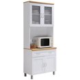 thumbnail image 1 of Pemberly Row Armoire de Cuisine en Porcelaine Haute de 32 Pouces de Large avec Rangement pour Micro-Ondes, Blanc, 1 of 7
