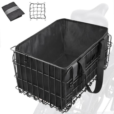 Zacro Bike Basket, Folding Bicycle Rear Basket with Removable Liner Bag, Large Metal Bike Basket for Pets, Shopping, Grocery