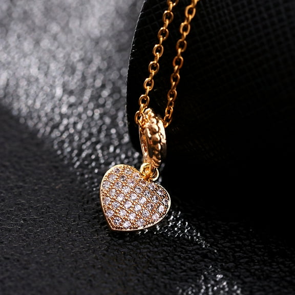 Luxury red Crystal Heart 14K Yellow Gold Necklace for Women Short Necklaces CZ Jewelry Gifts UA269