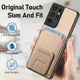 thumbnail image 5 of Allytech Card Holder Back Cover Case for Samsung Galaxy S20 Ultra, PU Leather TPU Hybrid Kickstand Anti-Scratch Shockproof Slim Vintage Phone Case for Galaxy S20 Ultra, Khaki, 5 of 8