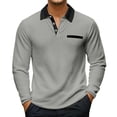 thumbnail image 3 of Fengqque Mens Casual Polo Shirt Summer Short Sleeve Vacation Button Beach Stretchy Golf Shirts Gray M, 3 of 5