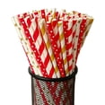 thumbnail image 2 of 100Pcs Biodegradable Paper Straws Colorful Striped Print Food-Grade Safe Drinking Straws Party Supplies, 2 of 8