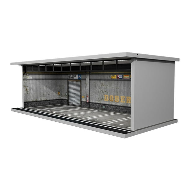Estuche de exhibición Hugo modelo fundido a presión 1/64 estacionamiento
