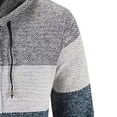 thumbnail image 7 of YLSDY Men's Hooded Zipper Cardigan Sweater Long Sleeve Knitwear Striped Color Block Warm Pullover Jacket Blue XL, 7 of 7