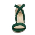 thumbnail image 2 of BLISSFUL STEP Sandales à Talon Bloc à Bride Cheville Croisée pour Femmes Vert (Taille 5), 2 of 7