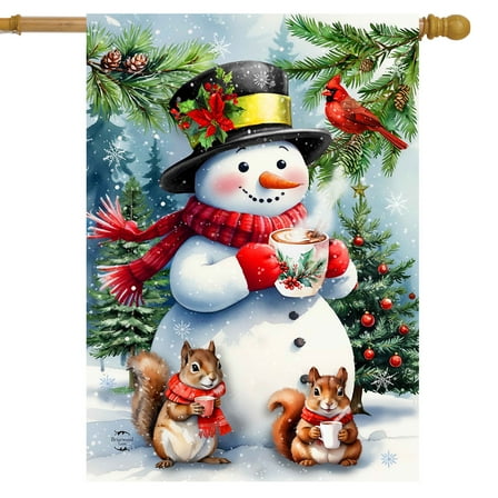 Briarwood Lane Hot Cocoa Snowman House Flag