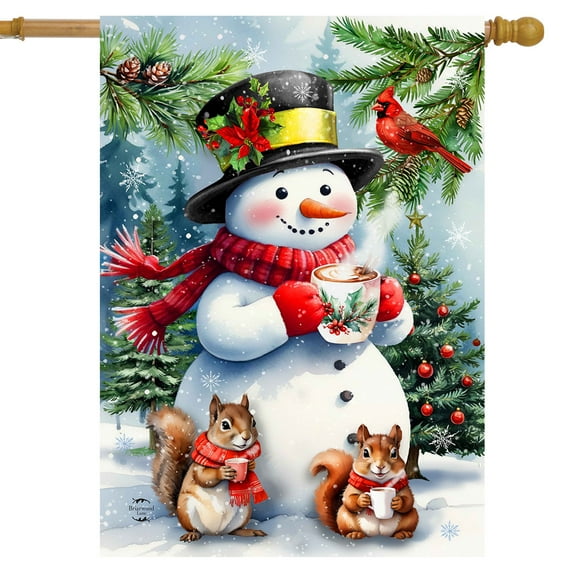 Briarwood Lane Hot Cocoa Snowman House Flag