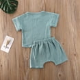 thumbnail image 5 of Baby Girls Summer 2-Pieces Outfit Set Solid Color Button Design Pleated Short Sleeve Loose Top Shirt, 5 of 5