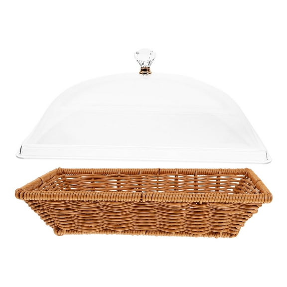 TEHAUX Bread Baskets For Table 1Set with Clear Lid for Party Use Brown Color Square Shape