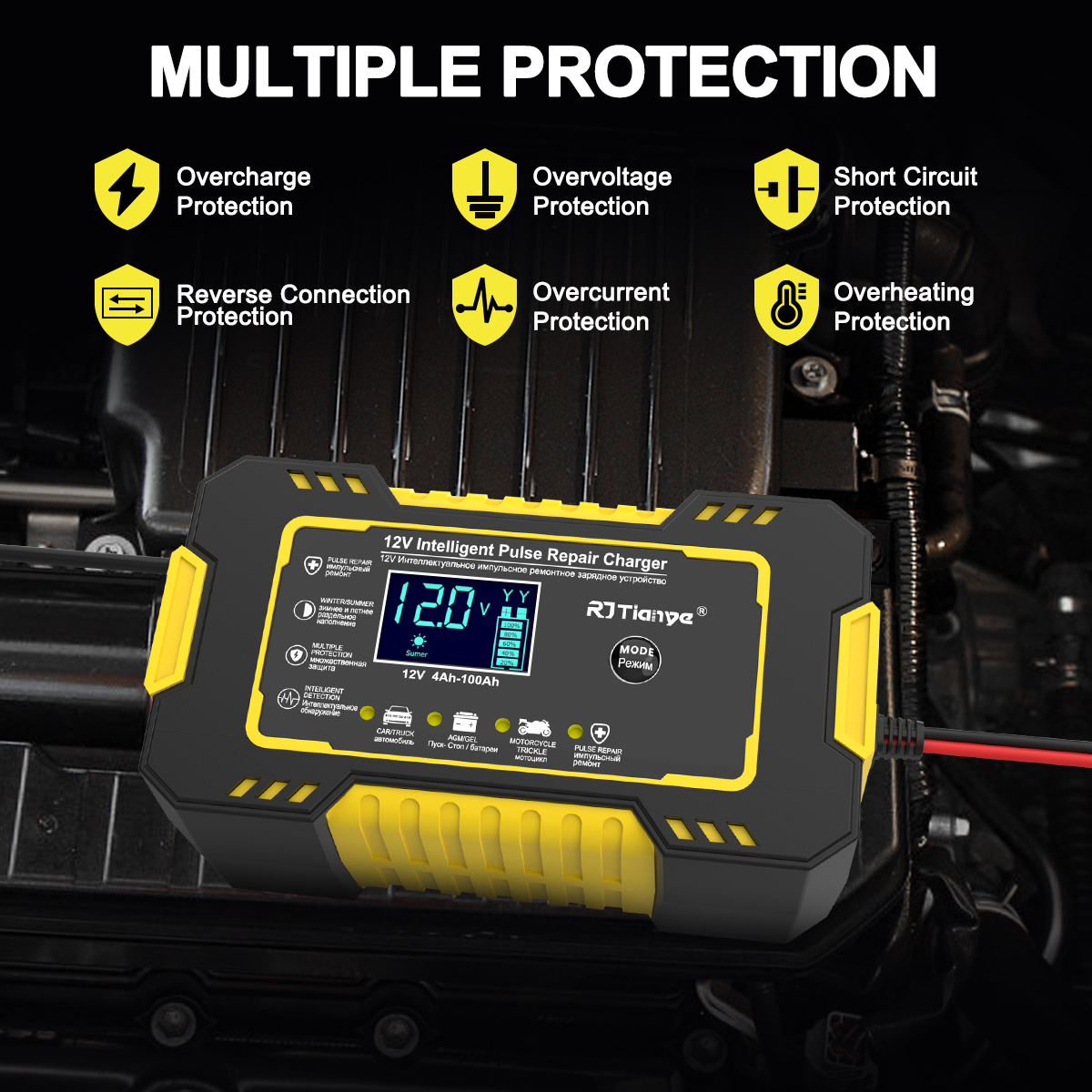 GPED 12V 6A Smart Battery Charger with Repair Mode photo 5