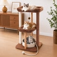 thumbnail image 3 of PAWZ Road 35"Wood Cat Tree with Scratching Posts for Small Cats, Large Platforms,Large Perches, Multi-Level Cat Tower, 3 of 10