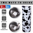thumbnail image 5 of Cow Print Tumbler With Lid and Straw 20 oz Insulated Black Cow Tumbler Stainless Steel Cow Print Skinny Tumbler Water Bottle Coffee Cups Travel Mug Gifts for Women, 5 of 6