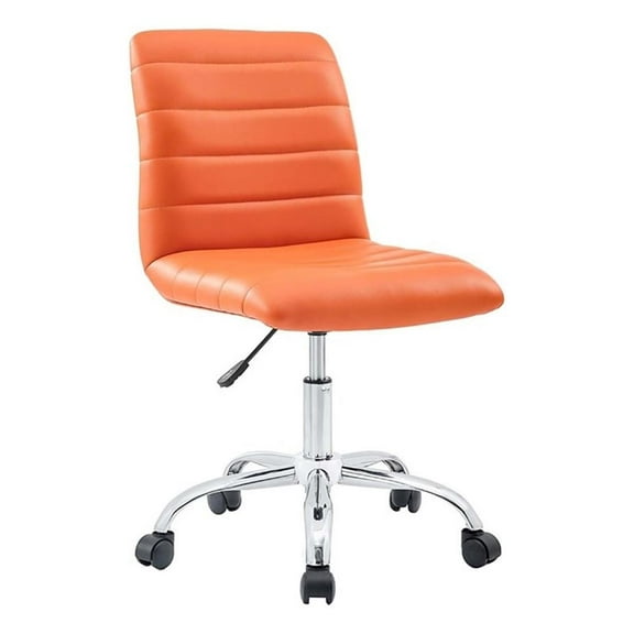 Scranton & Co Modern Vinyl/Nylon Mid-Back Armless Swivel Office Chair in Orange