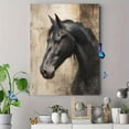 thumbnail image 4 of Majestic Black Horse Portrait Canvas Print, Ideal for Living Room, Bedroom, Office, Dining Room, Hallway Decor, 4 of 8