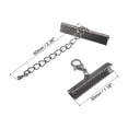 thumbnail image 2 of Unique Bargains 10Set Ribbon Crimp Clamp Ends Lobster Claw Clasps & Chain 30mm Metallic Black for DIY, 2 of 7