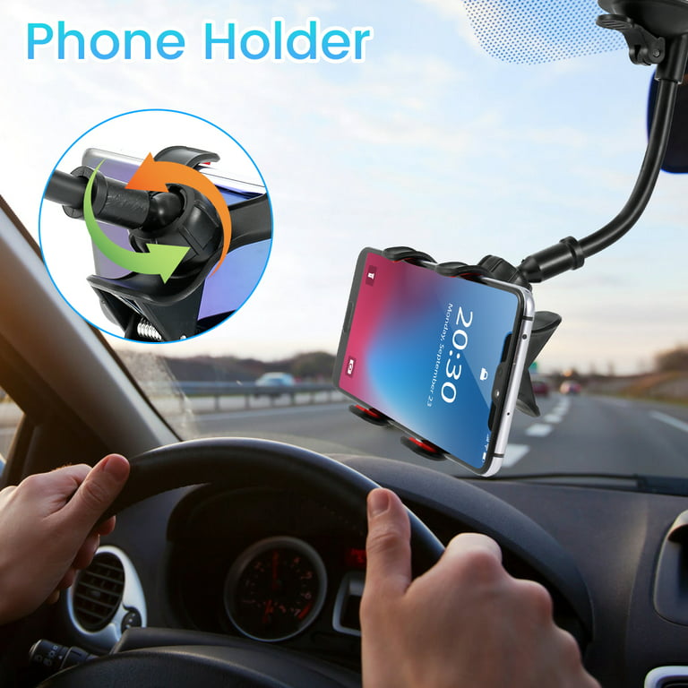 Duety Car Phone Holder Long Arm Gooseneck Windscreen Phone Holder 360°  Rotatable Car Phone Mount Universal Car Holder w/ Suction Cup Car Cradle  for iPhone 13 12 11 Pro Max XS Max Black 