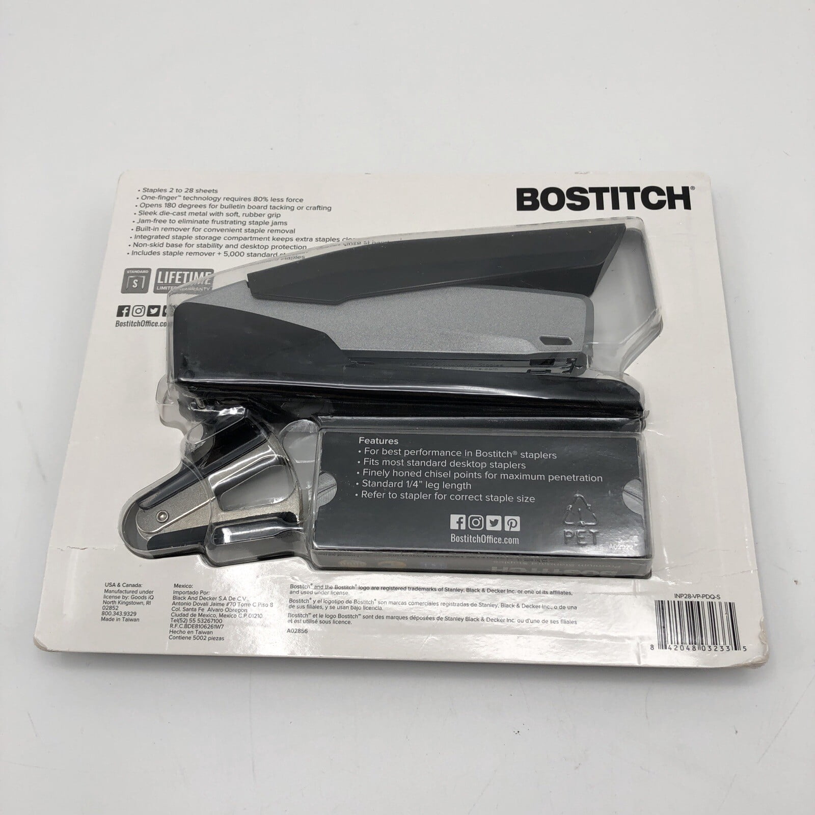 Bostitch Premium Desktop Stapler 28-Sheet Capacity 5000 Staples Black/Silver NEW