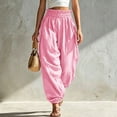 thumbnail image 2 of Aezemi Womens Ruffle Elastic Waist Trousers Fashion Comfy Pull on Summer Joggers Summer Walking Daily Casual Spring Pants with Pockets M, 2 of 9