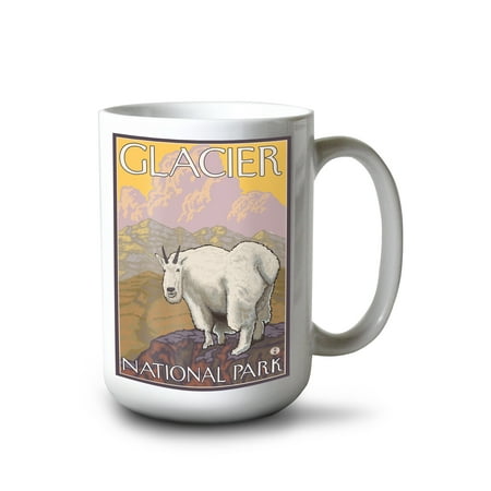 

15 fl oz Ceramic Mug Glacier National Park Montana Mountain Goat Dishwasher & Microwave Safe
