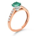 thumbnail image 3 of Gem Stone King 10K Rose Gold Green Malachite and White Lab Grown Diamond Engagement Ring for Women (3.20 Cttw, Cushion Cut 8MM, Gemstone Birthstone, Available in Size 5, 6, 7, 8, 9), 3 of 4
