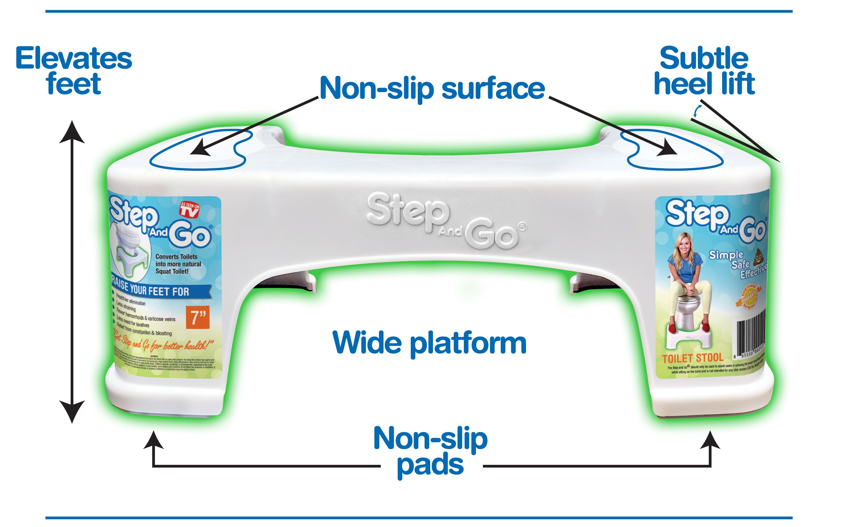 Squatty Toilet Step and Go 7" Potty Aid Bathroom Natural Stool