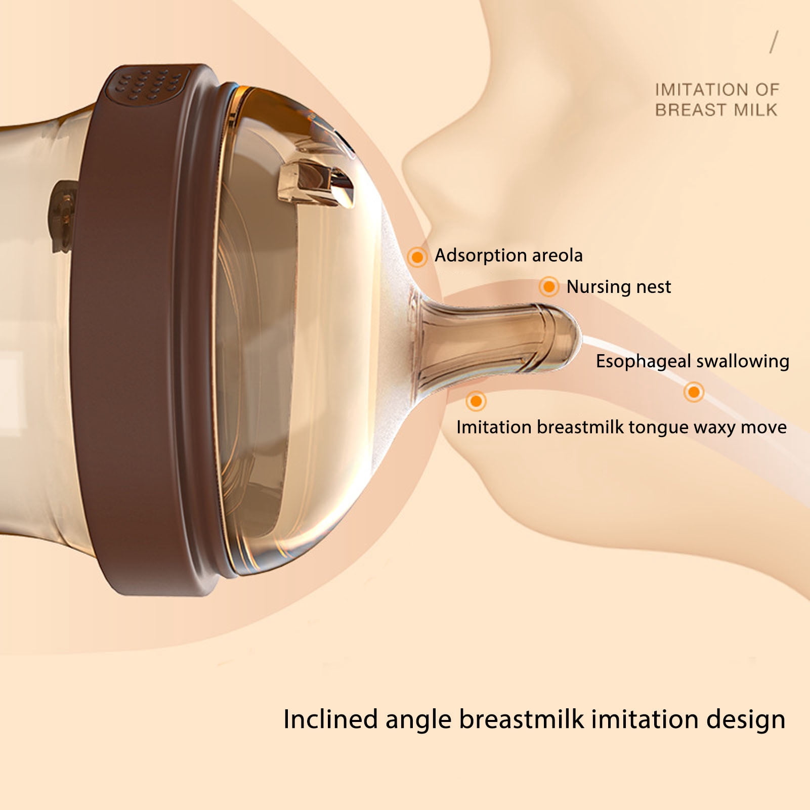 YAHHU Wide Mouth Anti-Colic Infant Breastmilk Bottle Flip Top PPSU Baby Feeding Bottle 8 oz (240 ml), Brown, 2 Round Hole 3-6 Months