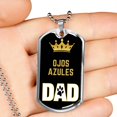 thumbnail image 2 of Ojos Azules Cat Dad Necklace Stainless Steel or 18k Gold Dog Tag 24" Chain, 2 of 8