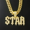 thumbnail image 2 of Hip Hop Cuban Chains Letters STAR Pendant Necklace With 13mm Miami Cuban Chain Iced Out Bling HipHop Necklaces Fashion Jewelry, 2 of 10