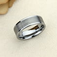 thumbnail image 2 of Men's Women's Tungsten Wedding Band Engagement Ring 8mm Brushed with Polished Shiny Raised Edge, 2 of 3