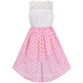 thumbnail image 2 of Sunny Fashion Girls Dress Pink Lace Chiffon Heart Party Plaid Tied Sleeveless 8 Years, 2 of 5